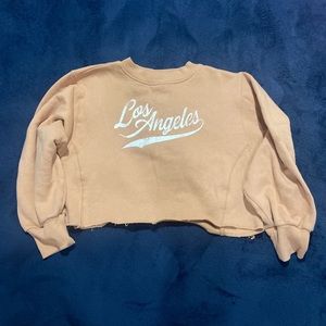 Graphic “Los Angeles” Crop Top Crew Neck Hoodie